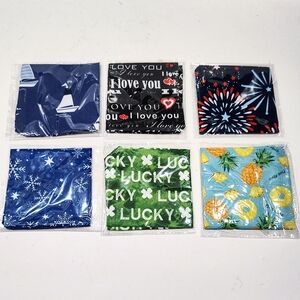 Set of 6 Dog Bandanas Pet Puppy Scarf Neckerchief Tie, Fun Holiday Prints